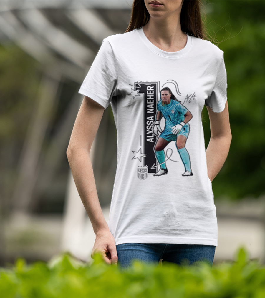 USWNT Alyssa Naeher Number One Star Keeper Signature T-Shirt