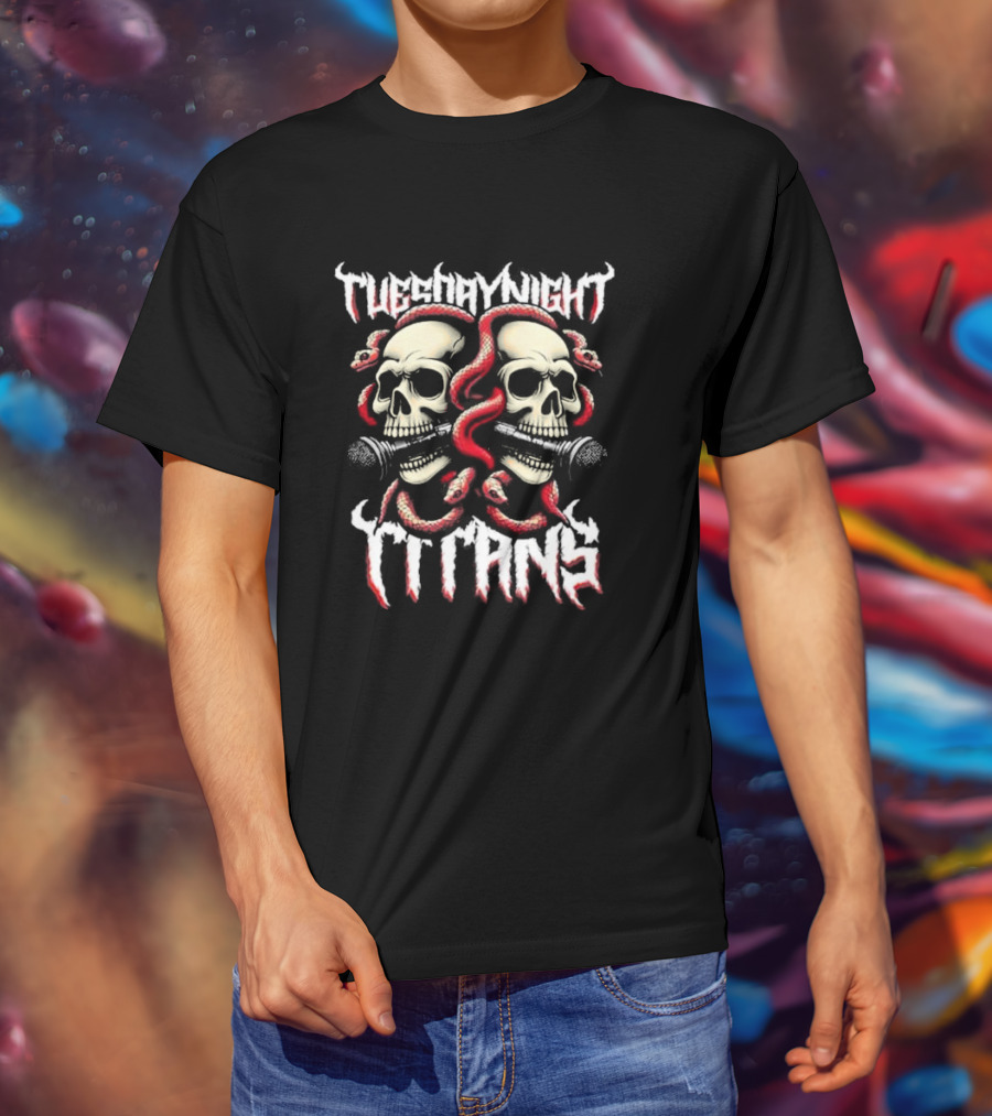 Jason Solomon Tuesday Night Titans Skulls And Snakes Microphone T-Shirt