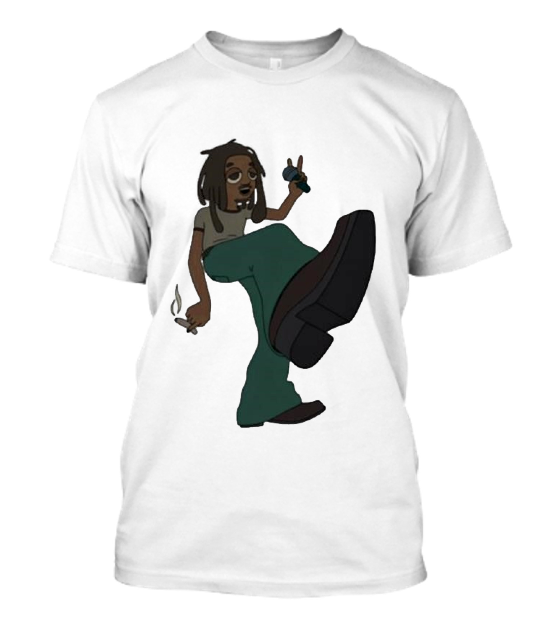 Jordan Ward 2 Ward Animation Graphic With Microphone And Peace T-Shirt