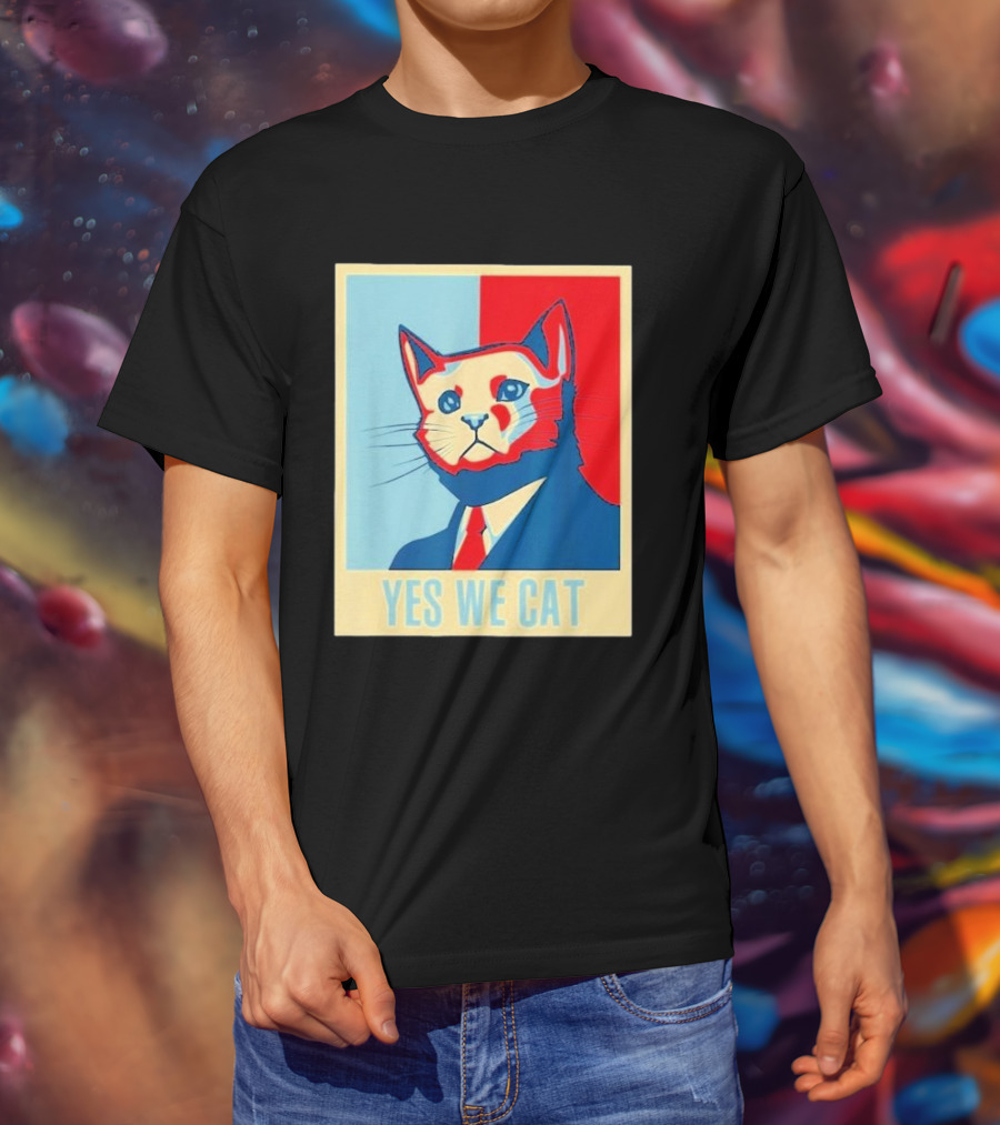 Retro Yes We Cat Funny Cat Lover Pet Owner Hope T-Shirt