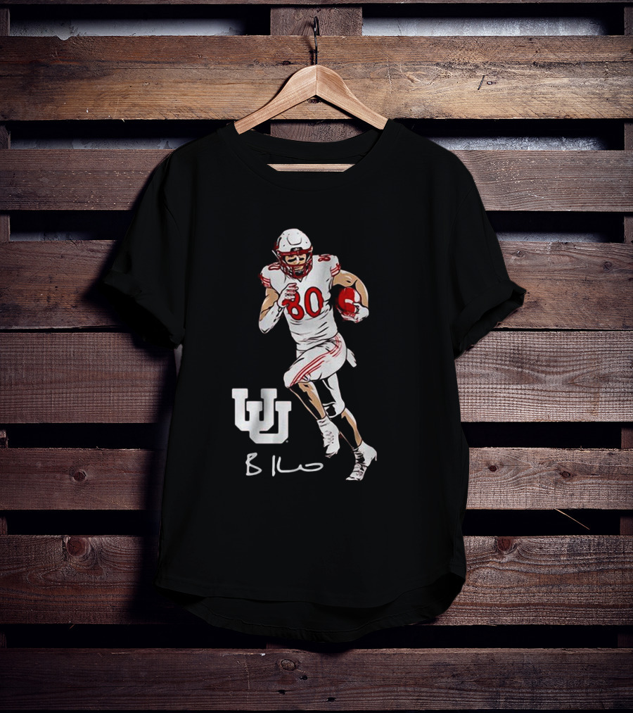 Brant Kuithe Utah Football Number 80 Superstar Pose With UW T-Shirt