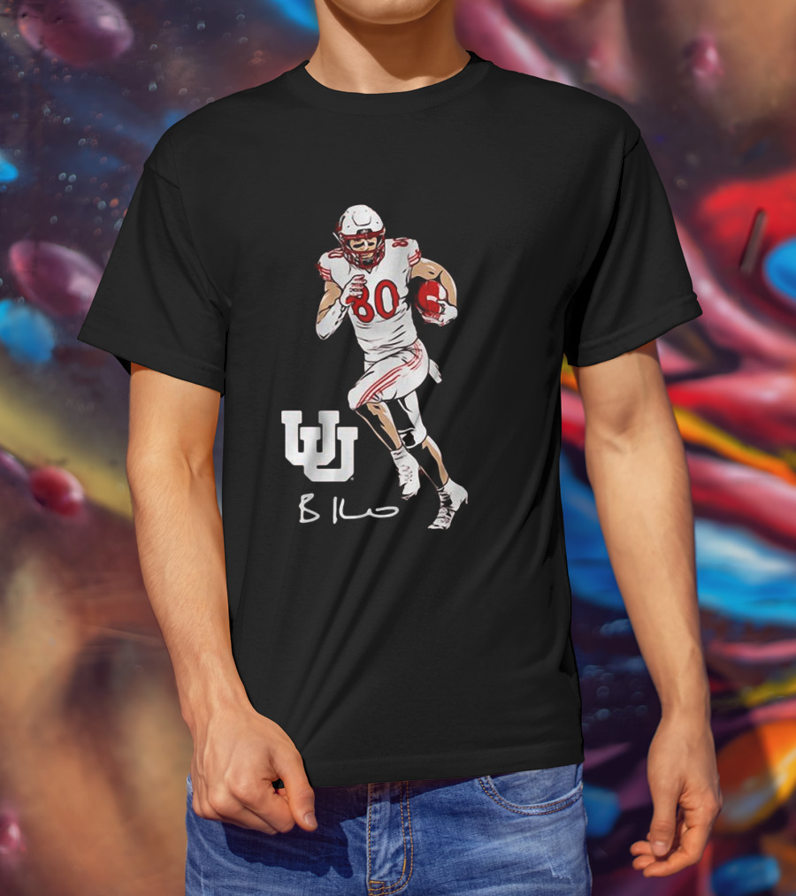 Brant Kuithe Utah Football Number 80 Superstar Pose With UW T-Shirt