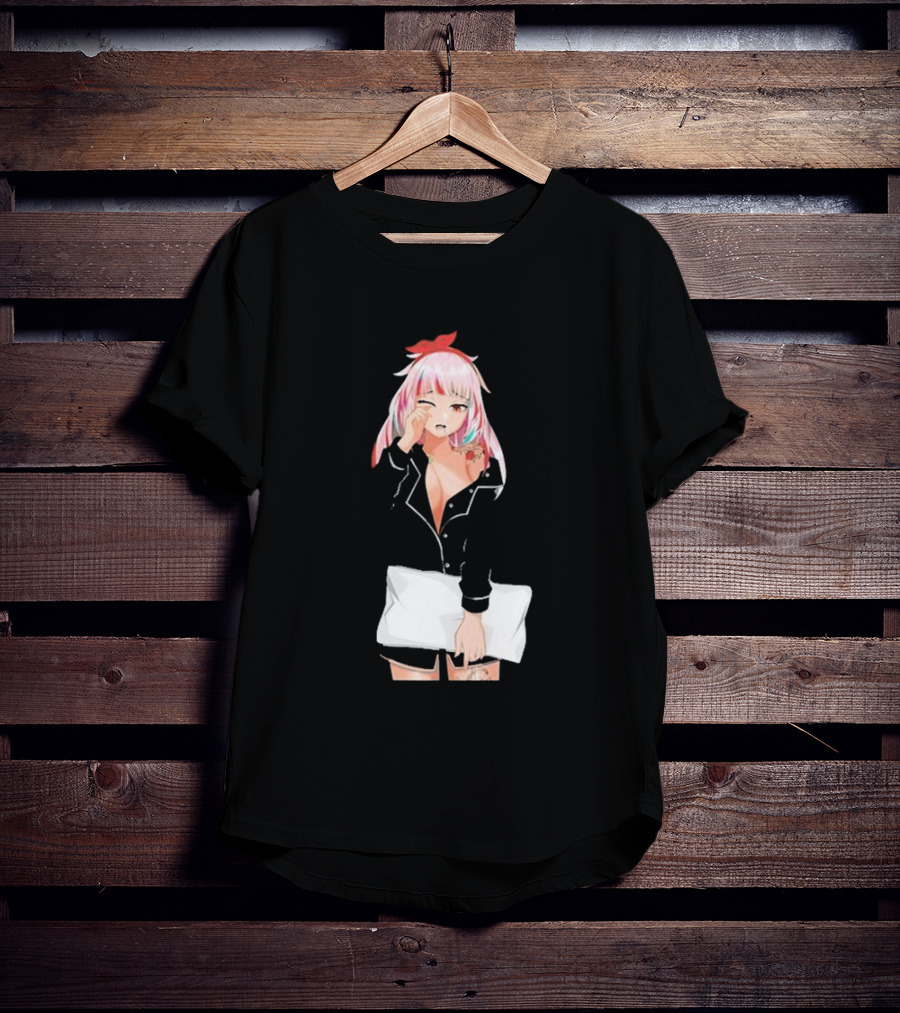 Fefe August Anime Character With Red Bow And Black T-Shirt