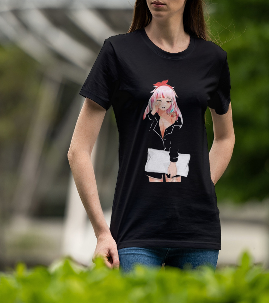 Fefe August Anime Character With Red Bow And Black T-Shirt