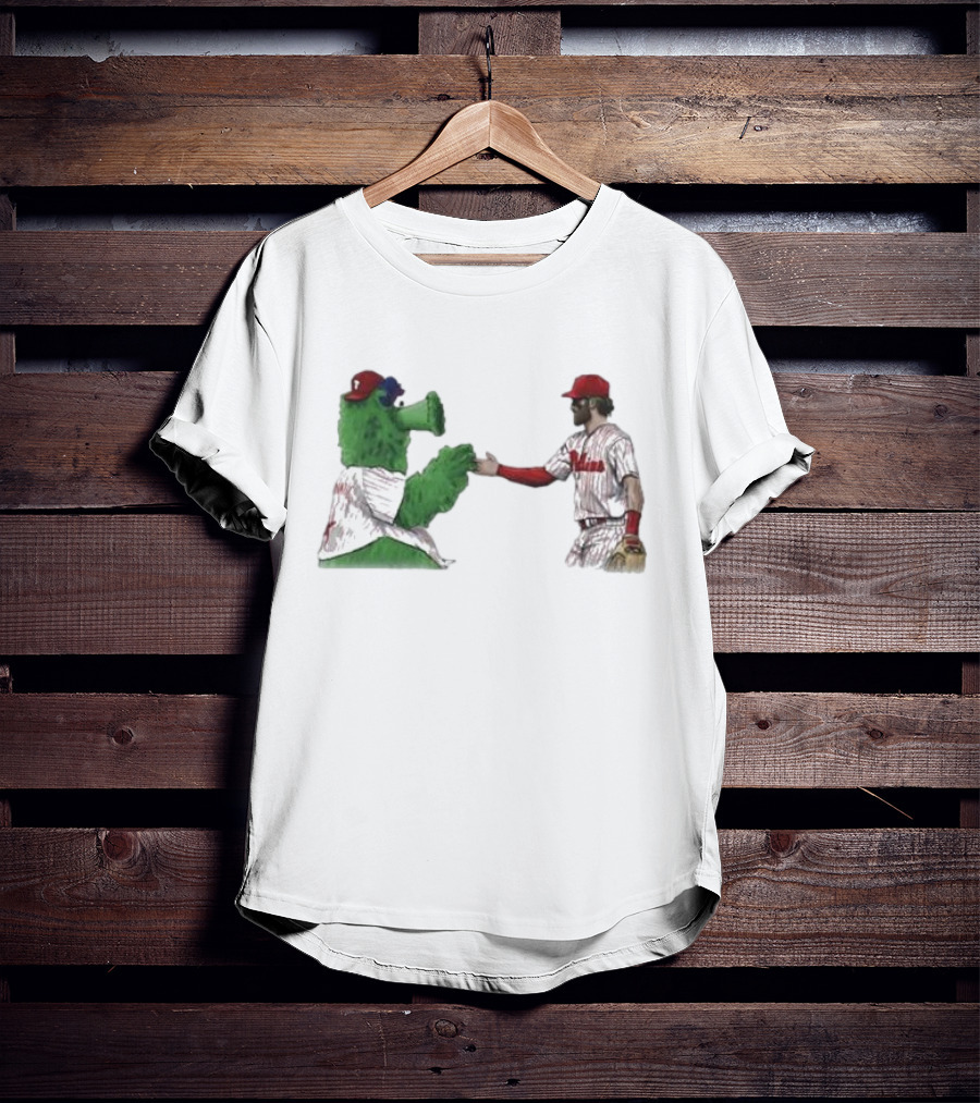 Best Friends The Phillies Phanatic And His Pookie Handshake Moment T-Shirt