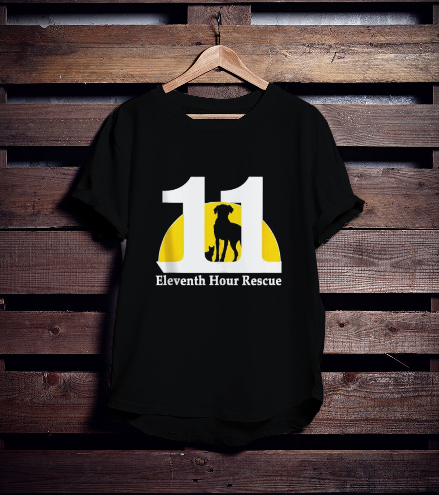 Eleventh Hour Rescue 11 Dog And Cat Silhouette In Yellow Circle T-Shirt