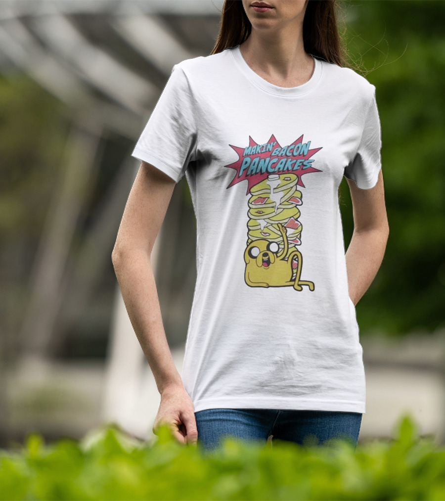 Adventure Time Jake Makin' Bacon Pancakes Stack T-Shirt