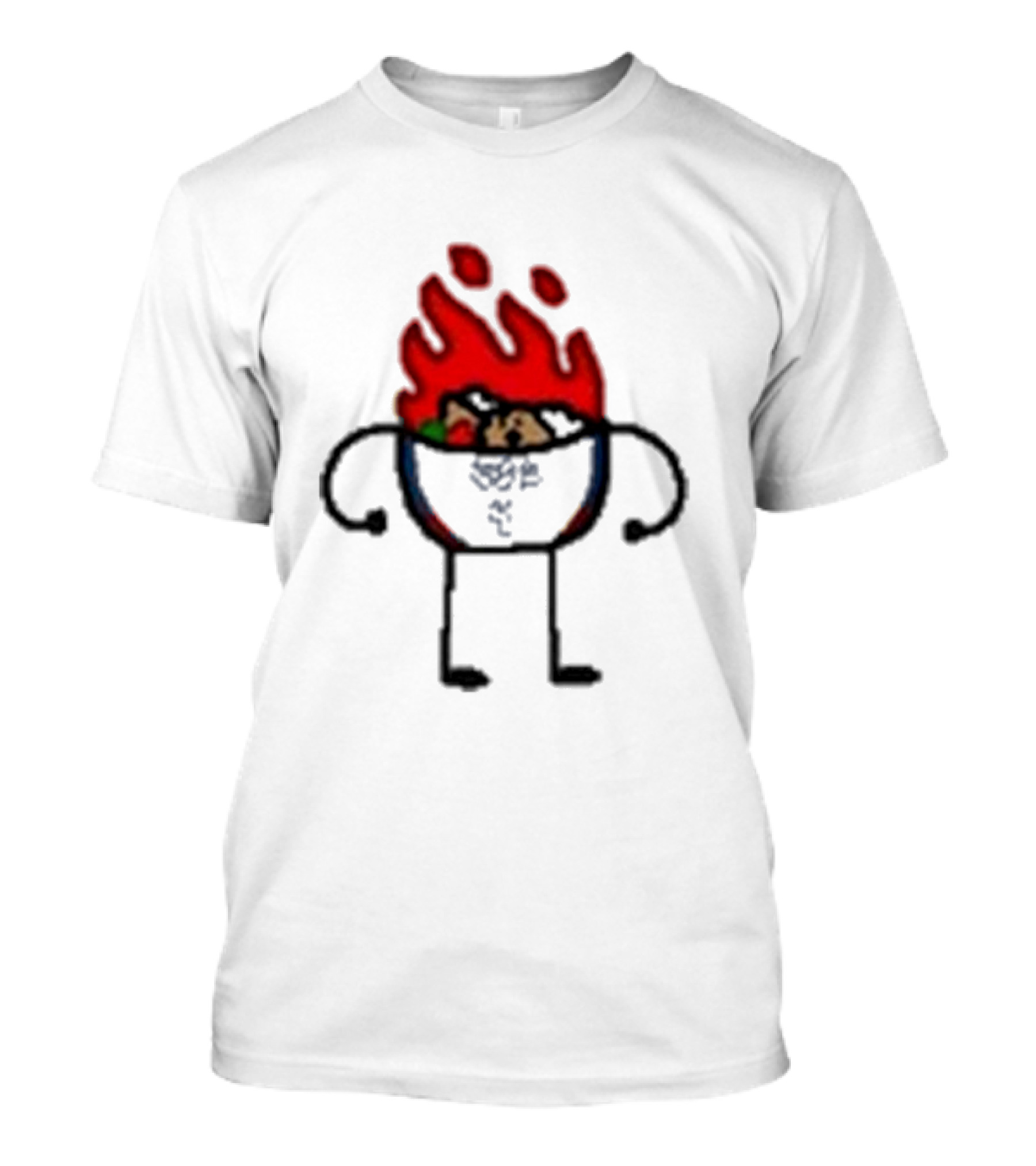 Paint Hot Curry Animated Flame Bowl With Stick Figure Arms Legs T-Shirt