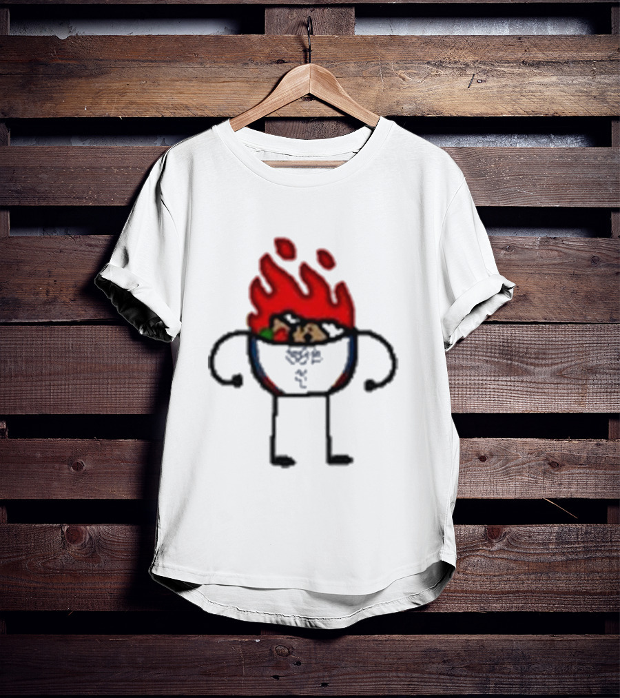 Paint Hot Curry Animated Flame Bowl With Stick Figure Arms Legs T-Shirt