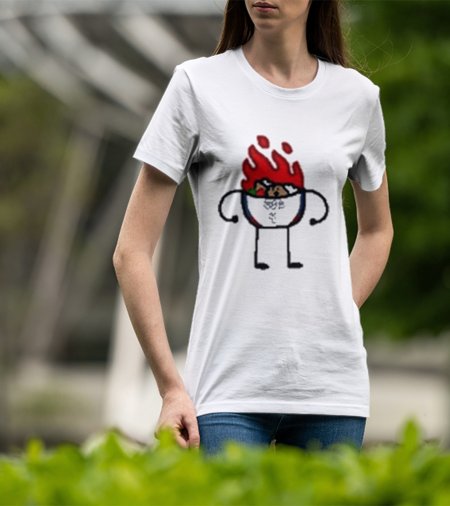 Paint Hot Curry Animated Flame Bowl With Stick Figure Arms Legs T-Shirt