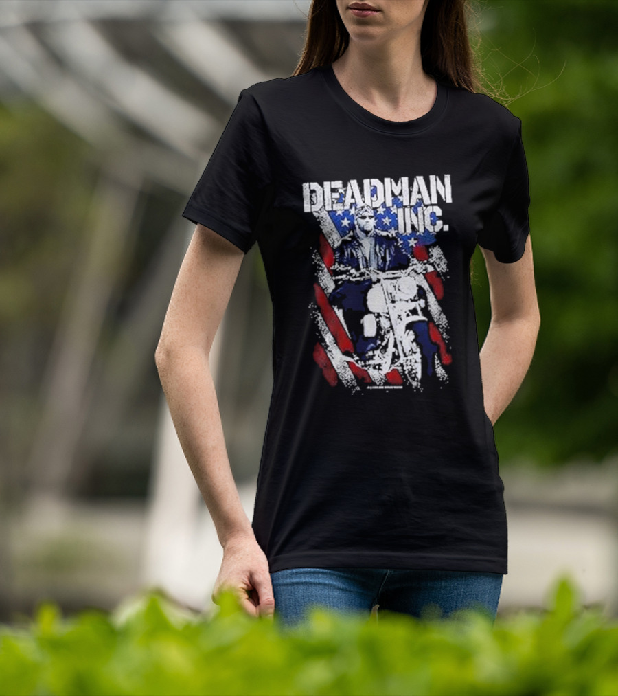 WWE Undertaker Deadman Inc American Flag Motorcycle Rider T-Shirt