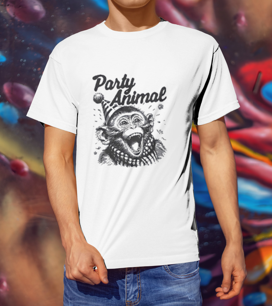 Party Animal Monkey Wearing Festive Hat T-Shirt