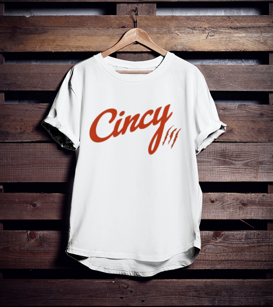 Cincy Script With Orange Claw Marks T-Shirt