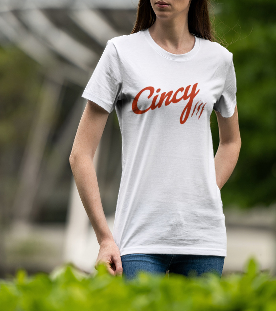 Cincy Script With Orange Claw Marks T-Shirt