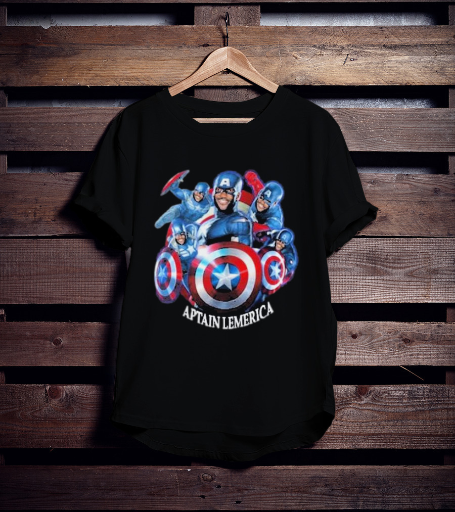 Captain Lemerica Superhero Parody Shield Characters T-Shirt
