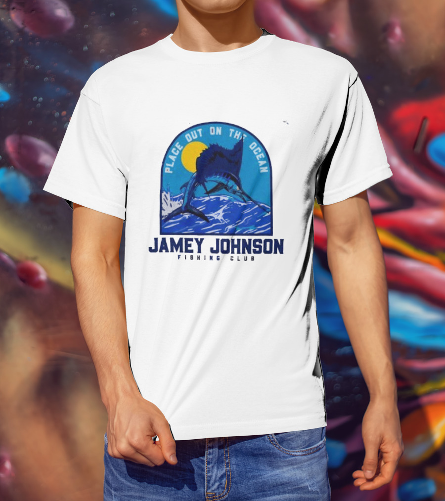 Place Out On The Ocean Jamey Johnson Fishing Club Marlin Jumping T-Shirt