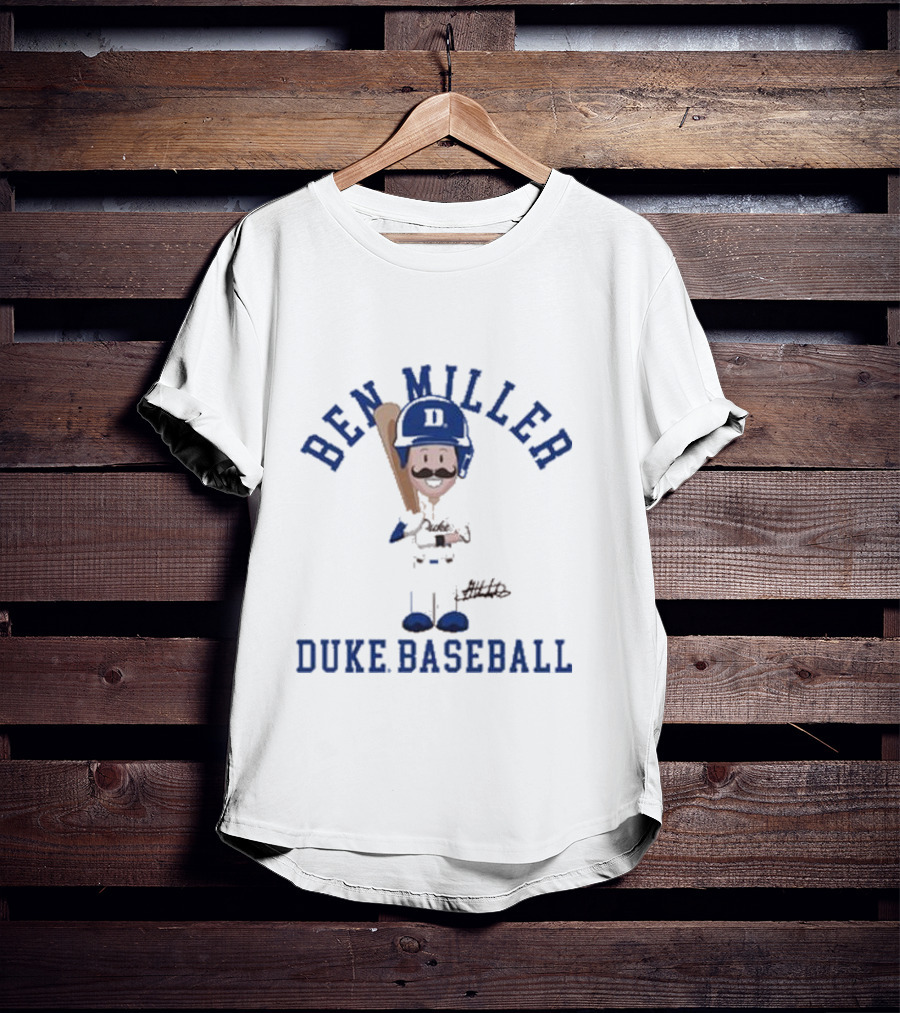Ben Miller Duke Baseball Chibi Cartoon Signature T-Shirt