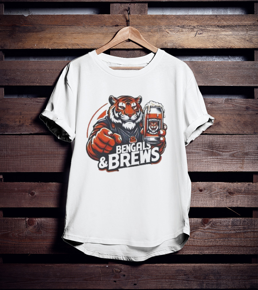 Bengals And Brews Tiger Beer Mug Football Fan T-Shirt