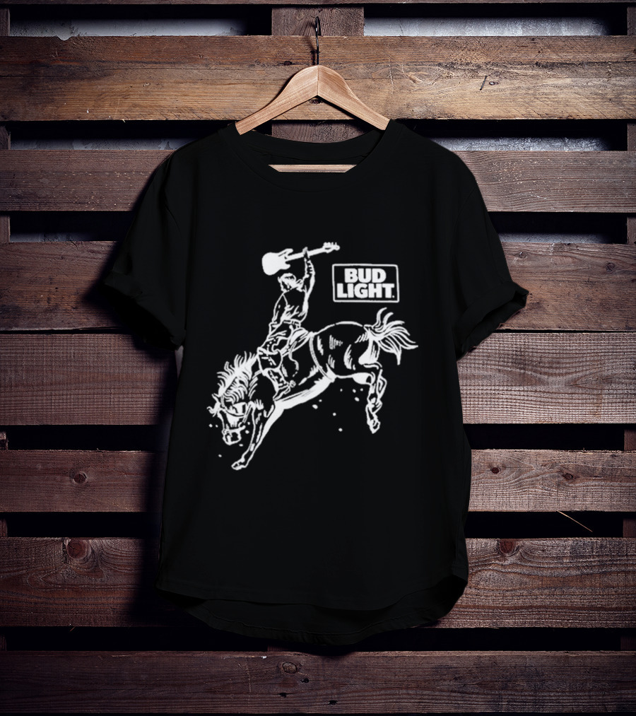 Bud Light Guitar Riding Rodeo Horse T-Shirt