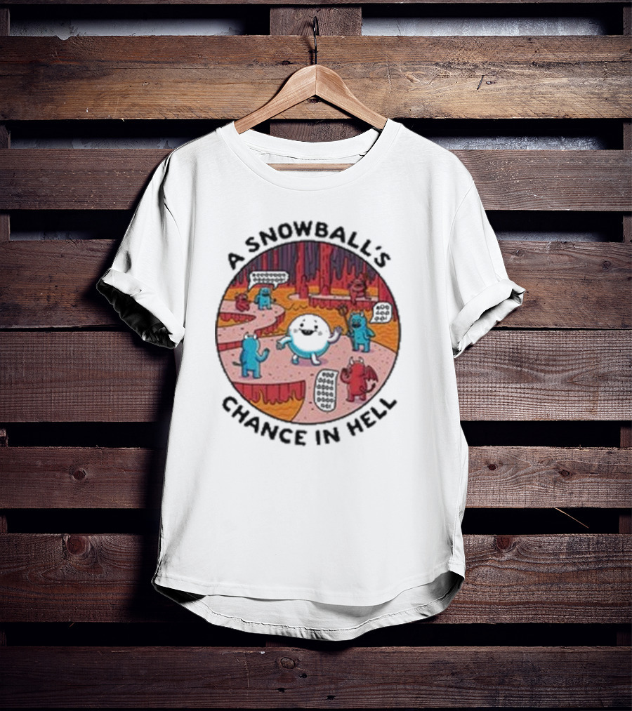 A Snowball’s Chance In Hell Blue And Red Demon Cartoon Scene T-Shirt