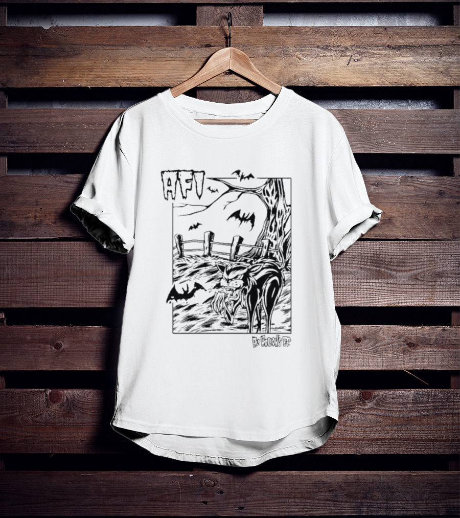 AFI All Hallows Black Cat And Bats In Spooky Landscape T-Shirt