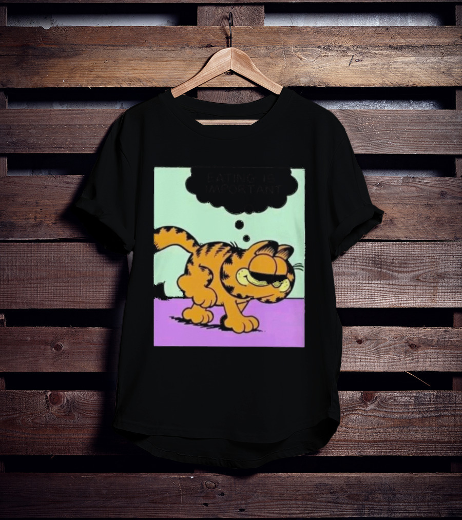 Garfield Eating Is Important Cartoon Character Comic Strip Image T-Shirt