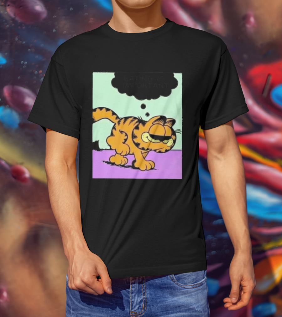Garfield Eating Is Important Cartoon Character Comic Strip Image T-Shirt