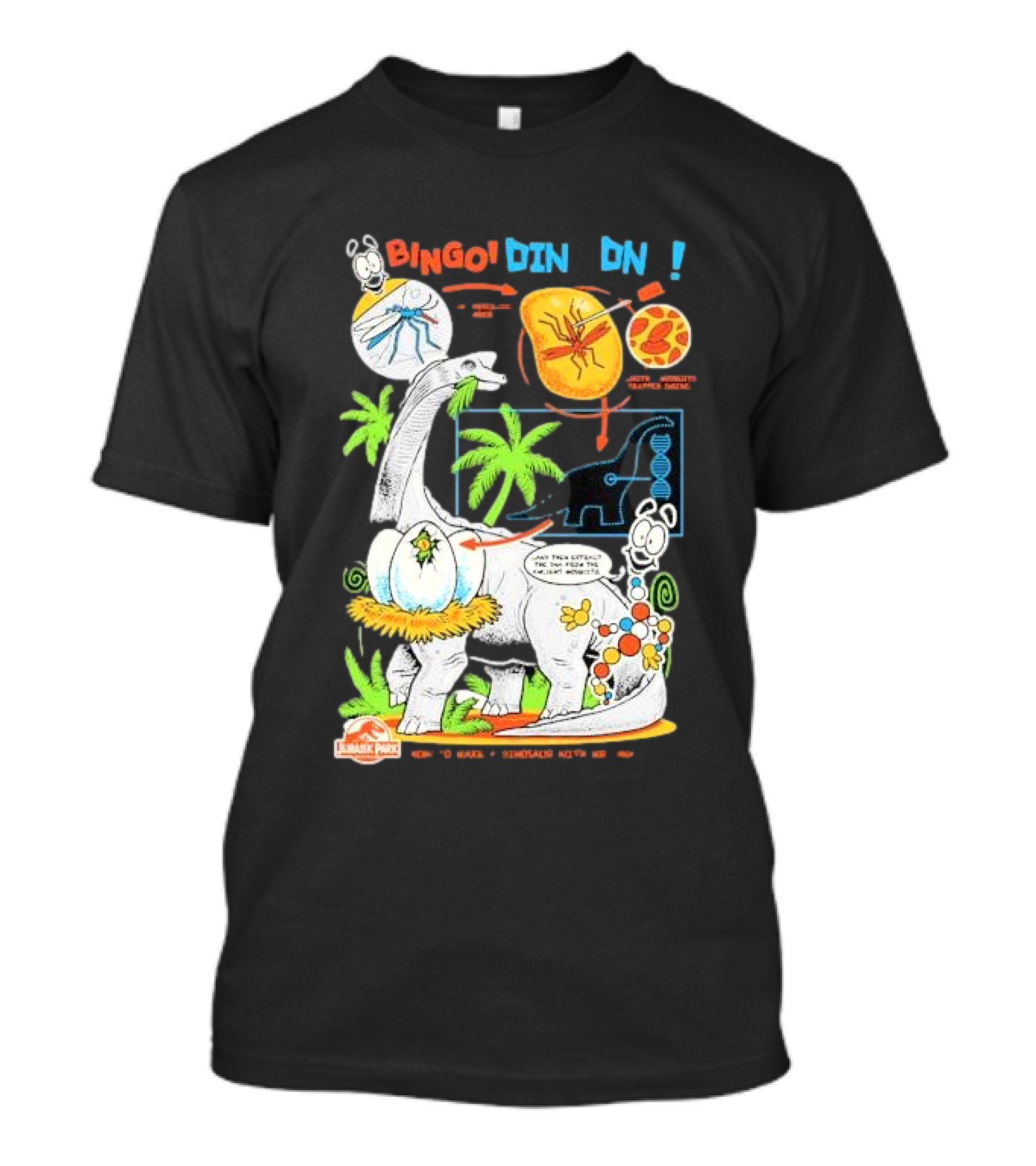 Jurassic Park How To Make A Dinosaur With Mr. DNA Bingo Dino DNA T-Shirt
