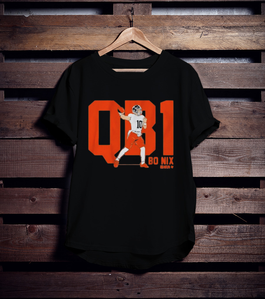 Bo Nix QB1 NFL Denver Broncos Football T-Shirt