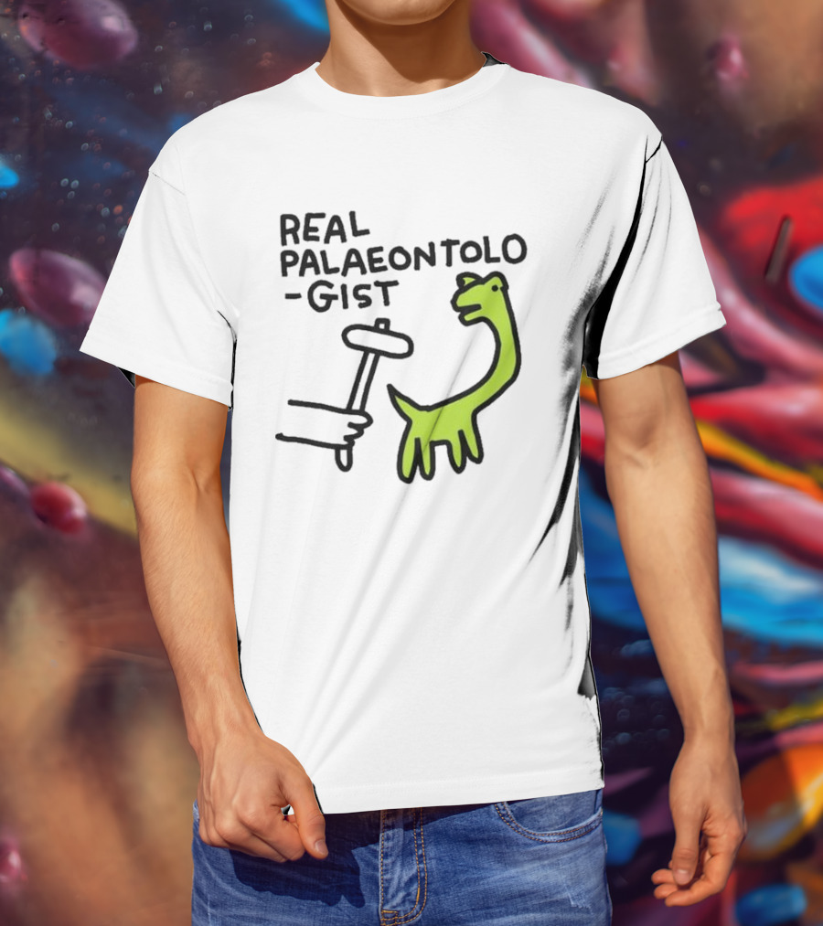 Real Palaeontologist Dinosaur Hammer Green Hand Drawing T-Shirt