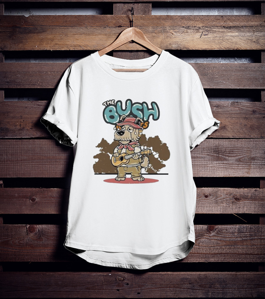 The Bush Bandits Kelpie Dog Wearing Cork Hat And Playing Guitar T-Shirt