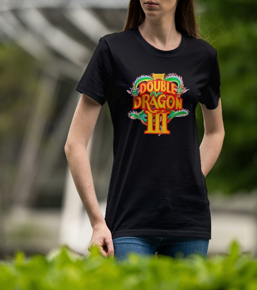 Double Dragon III Retro Video Game Arcade Logo Clash Of Dragons T-Shirt