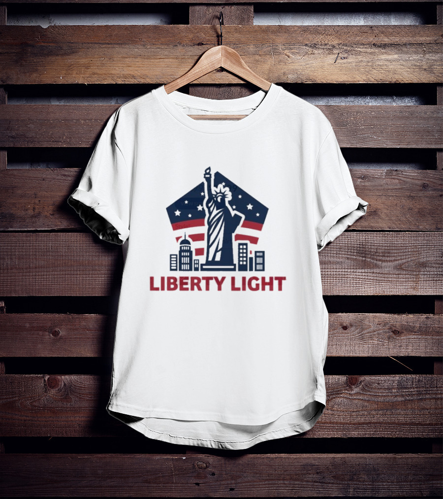 Liberty Light Statue Stars Stripes America T-Shirt