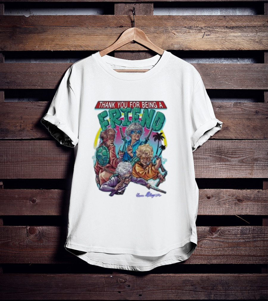 Thank You For Being A Friend Ninja Parody Music Vintage Style Characters T-Shirt