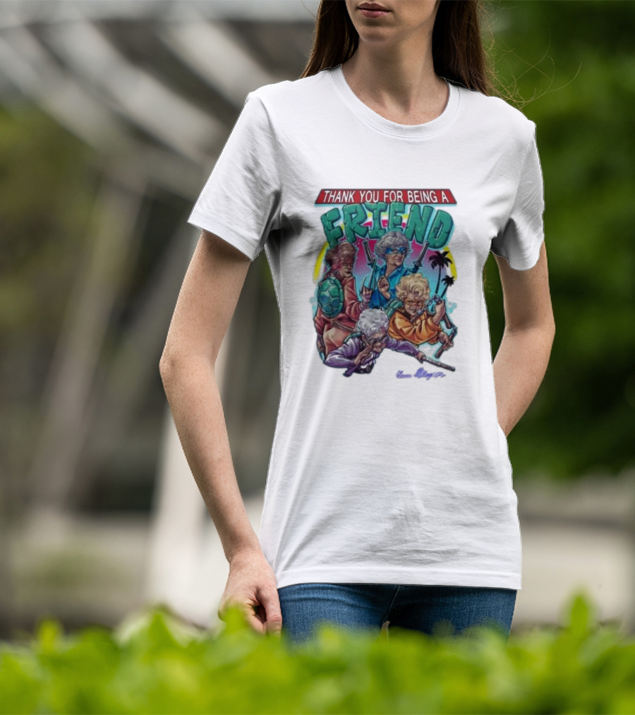 Thank You For Being A Friend Ninja Parody Music Vintage Style Characters T-Shirt