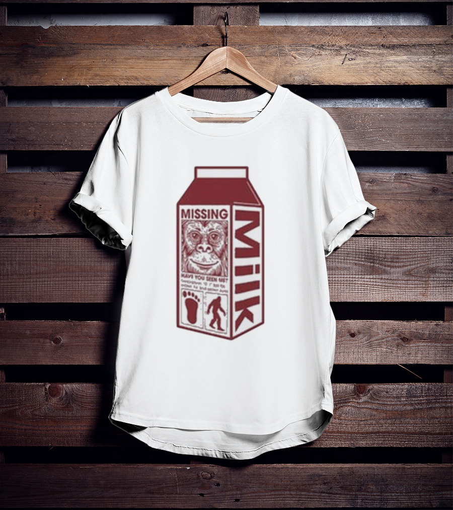 Missing Bigfoot Milk Carton Have You Seen Him Footprint T-Shirt