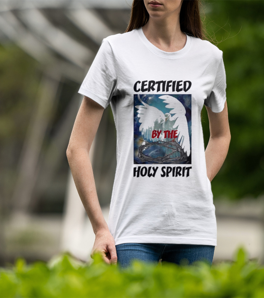 Certified By The Holy Spirit Angel Wings Cross Clouds T-Shirt