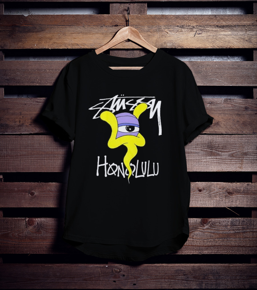 Stussy Honolulu Yellow Ghost Eye T-Shirt