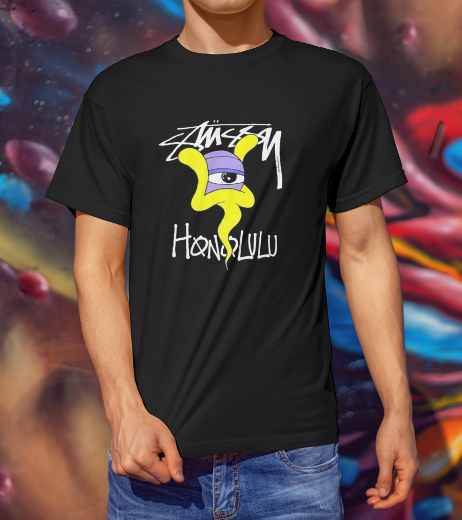 Stussy Honolulu Yellow Ghost Eye T-Shirt
