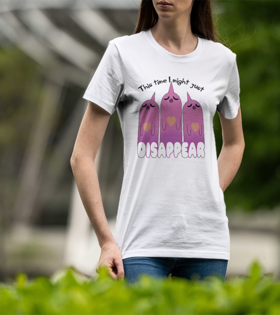 This Time I Might Just Disappear Pink Ghost Trio With Hearts T-Shirt