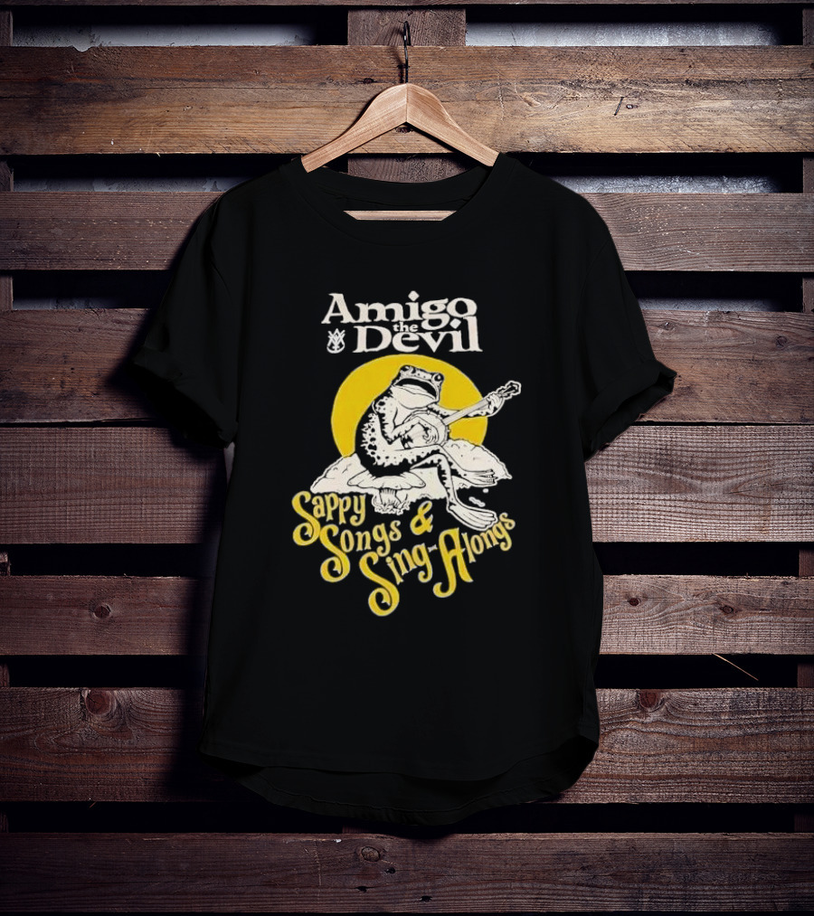 Amigo The Devil Sappy Songs And Sing Alongs Frog Playing Guitar T-Shirt