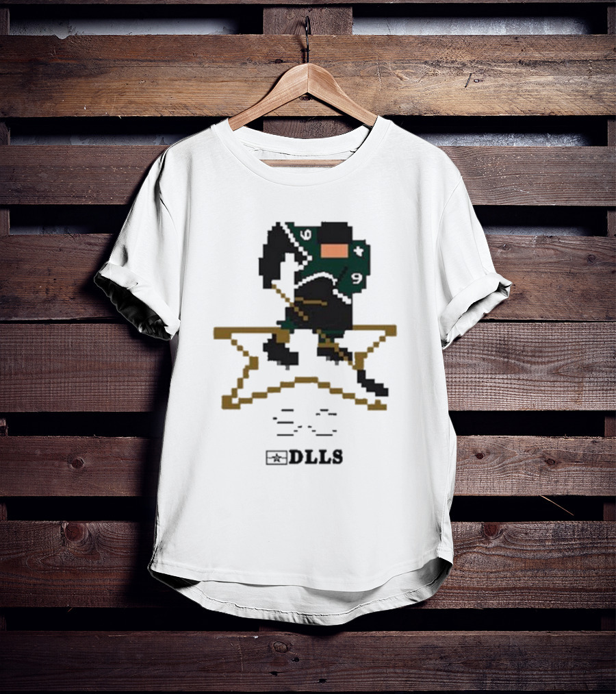 Dallas Stars DLLS 16 Bit Pixel Art Hockey Player T-Shirt