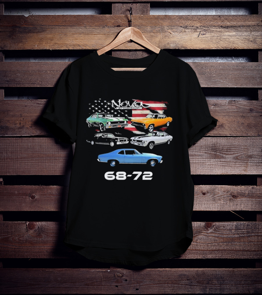 Nova By Chevrolet 68-72 American Flag Classic Cars T-Shirt