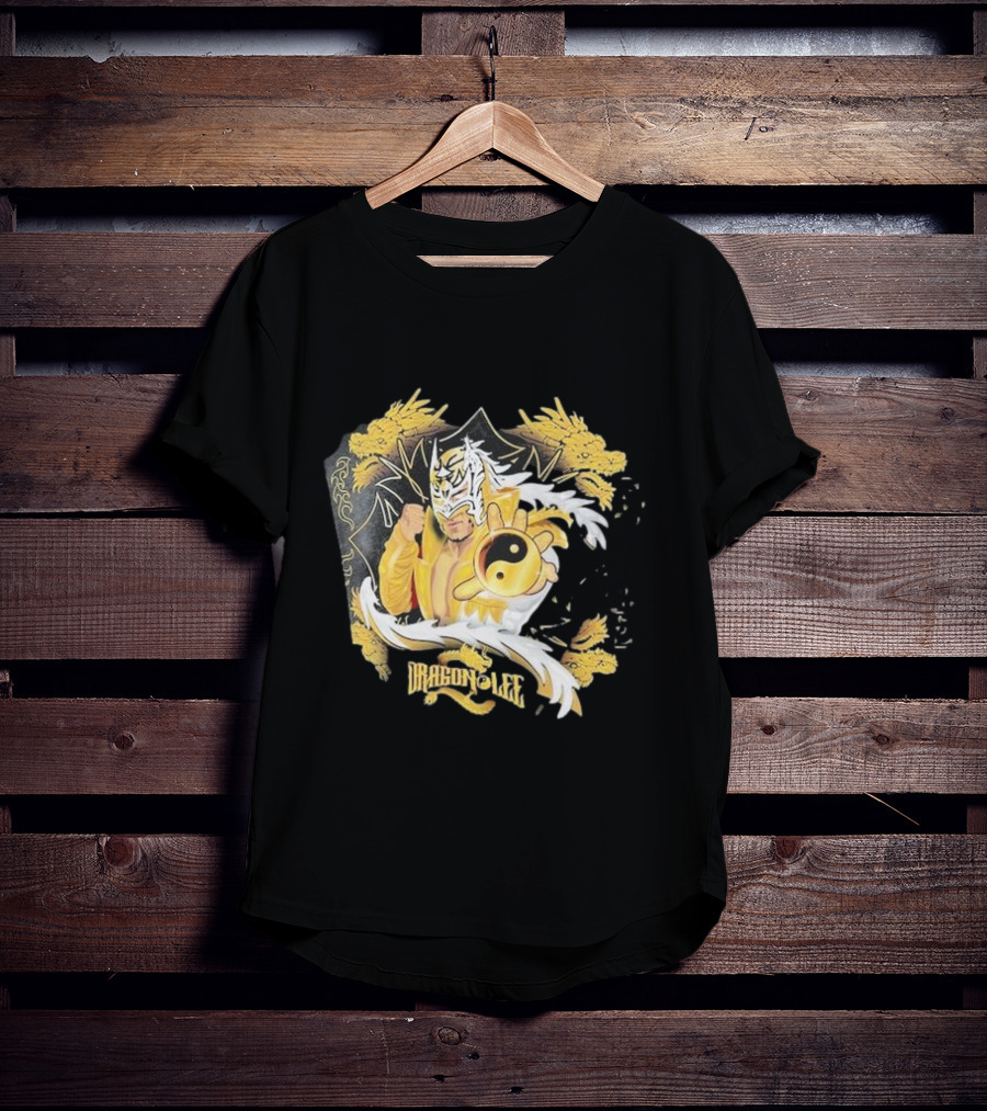 Dragon Lee Superstar Masked Wrestler Yin Yang Golden Dragon T-Shirt