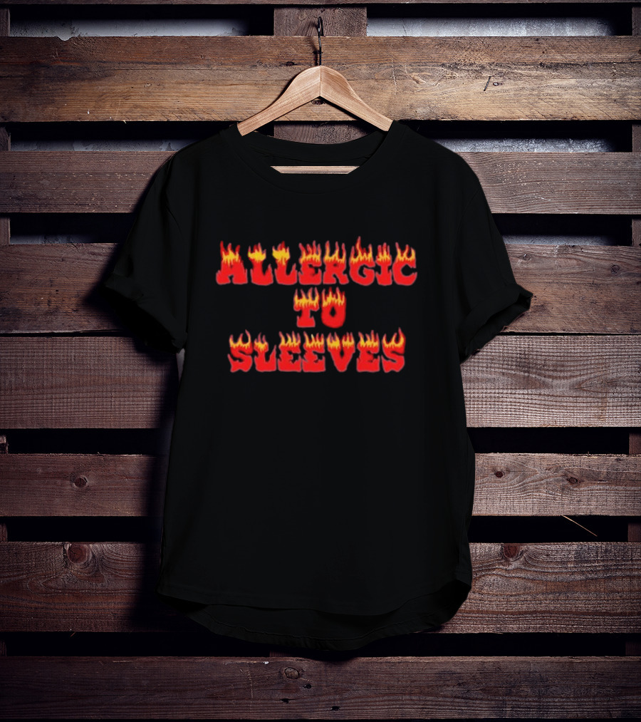 Allergic To Sleeves Oat Milk Lady Flame Text T-Shirt