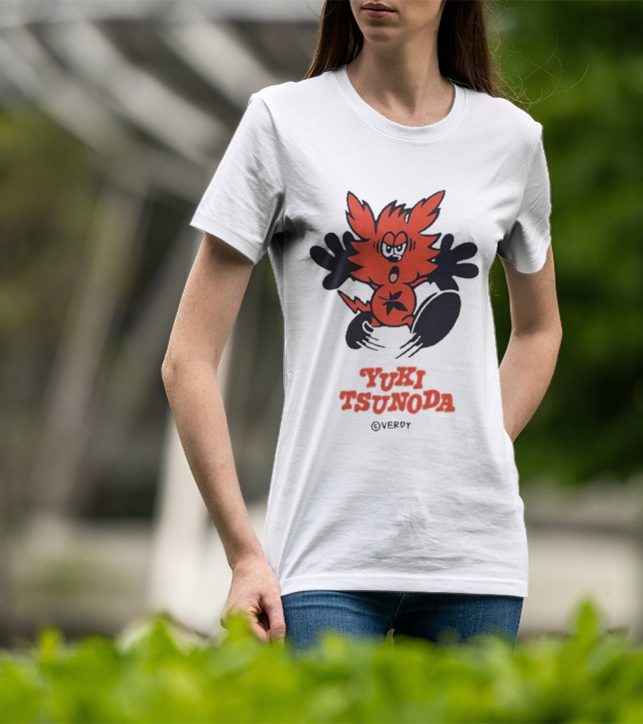 Yuki Tsunoda × Verdy Collaboration Black Tee With Red Cartoon Character T-Shirt