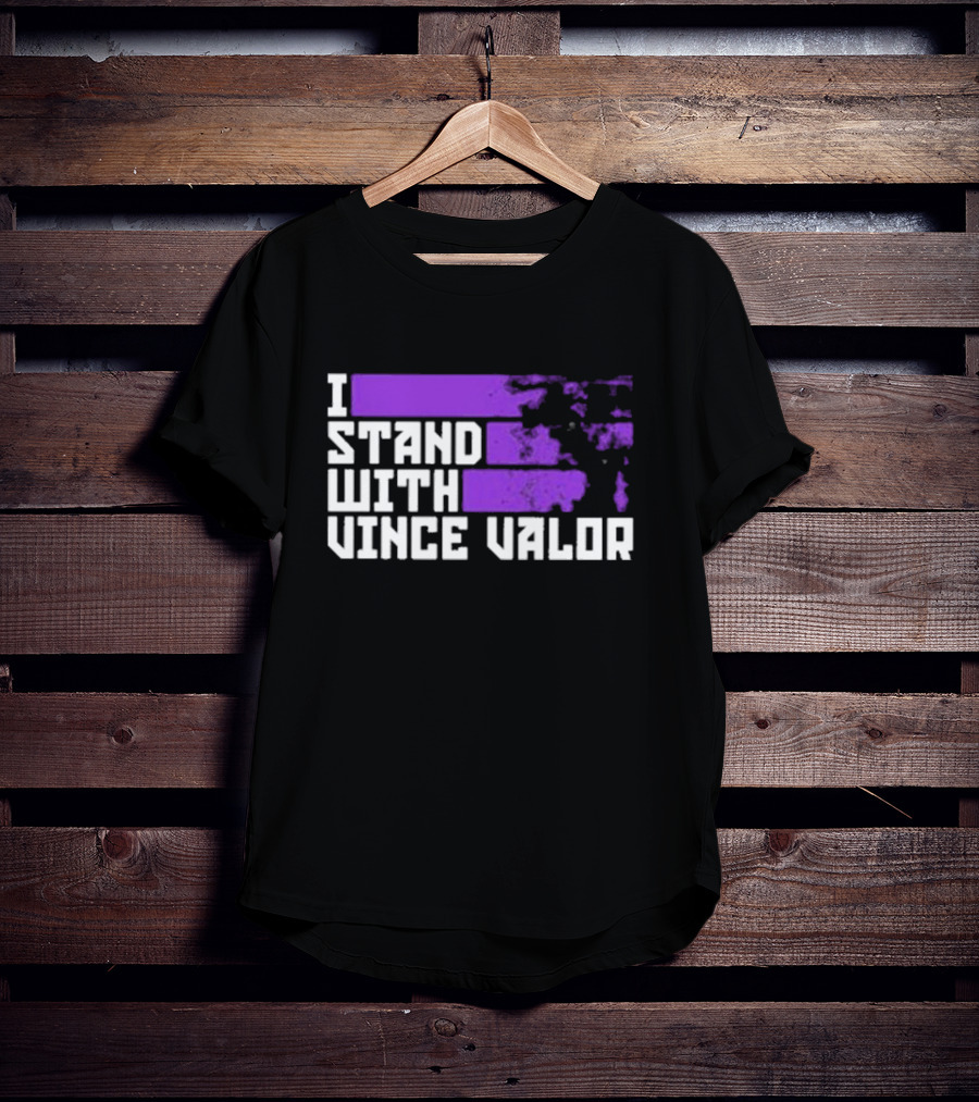I Stand With Vince Valor Purple Distressed Flag T-Shirt