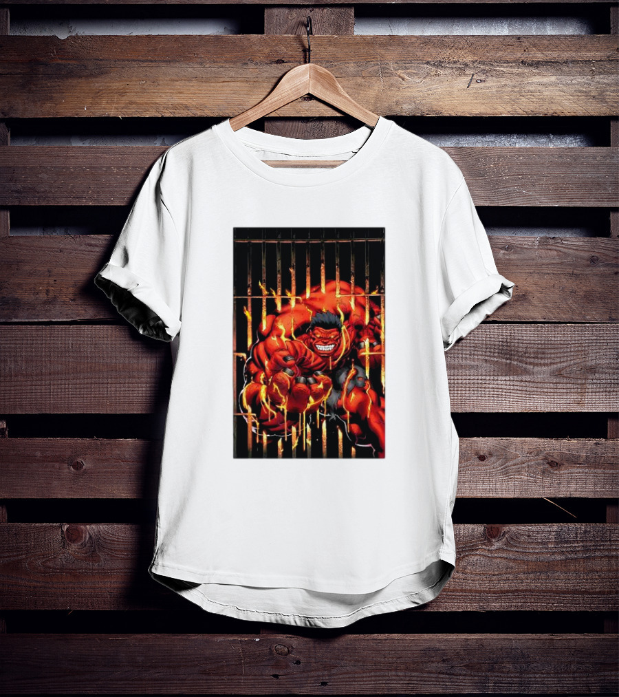 Marvel Red Hulk Escaping Fiery Cage T-Shirt