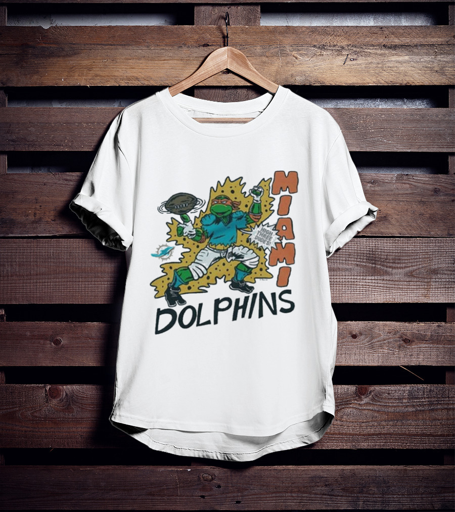 TMNT Michelangelo Miami Dolphins Crossover Comic T-Shirt