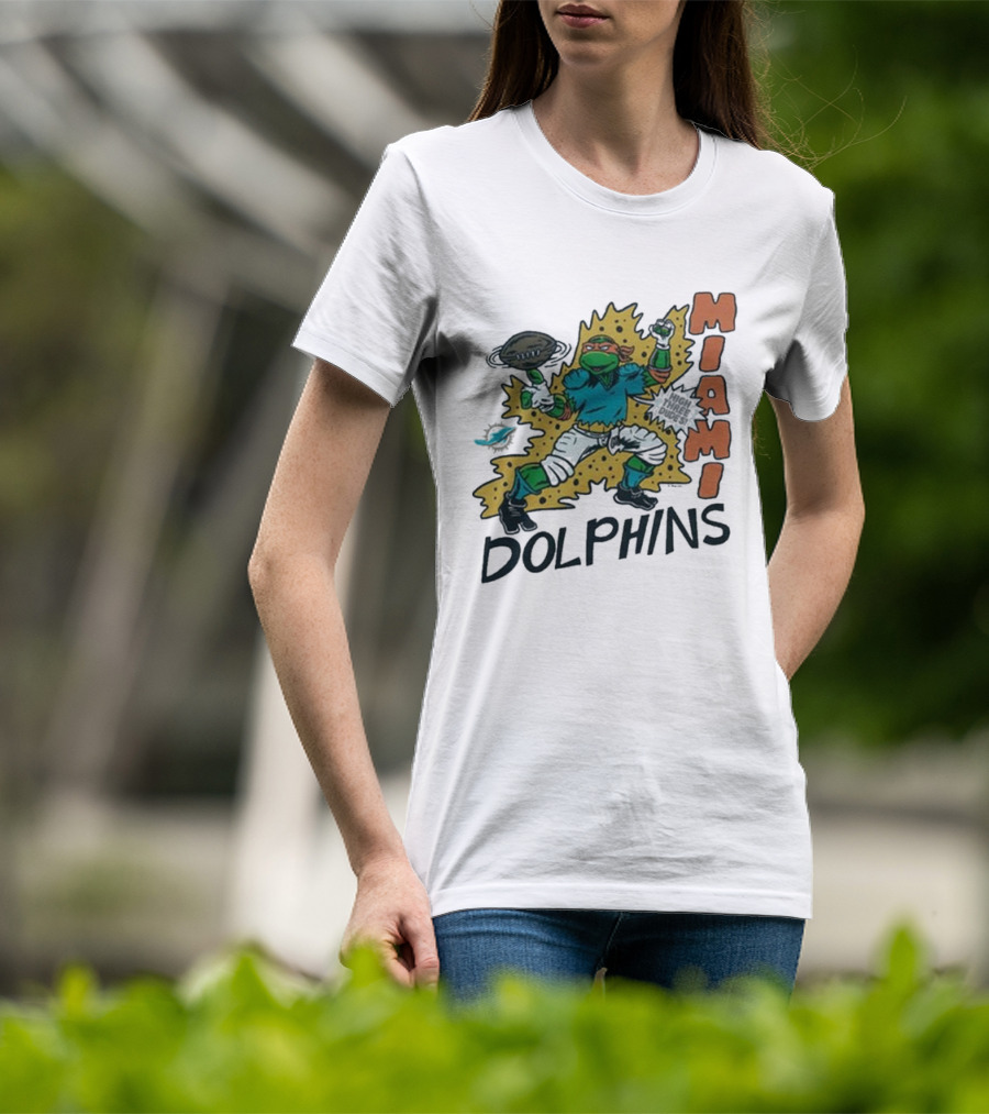 TMNT Michelangelo Miami Dolphins Crossover Comic T-Shirt
